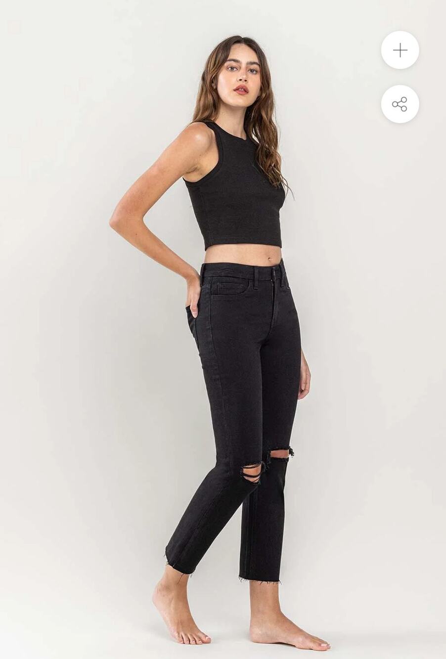Vervet High Rise Distressed Crop Straight Jeans Size 30 Black Minimalist Denim